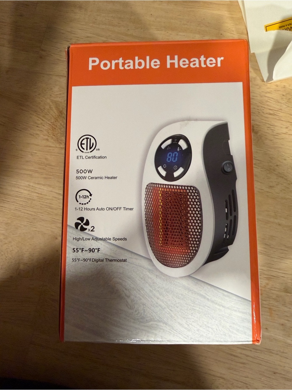 Portable Heater - White and Orange Ceramic Space Heater
